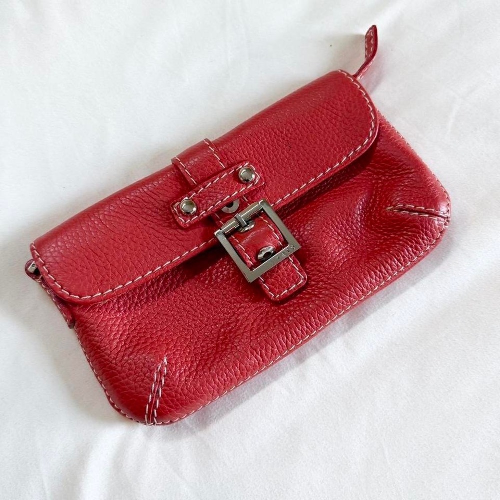 y2k  rafe new york red pebbled leather clutch